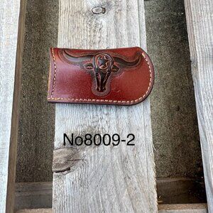 Coffee Brown Leather Longhorn Design Small Knife Sheath